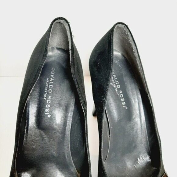 OSVALDO ROSSI Suede & Patent High Heel Pumps Sz 9 US/ Eur 40 Flawed - Picture 5 of 14